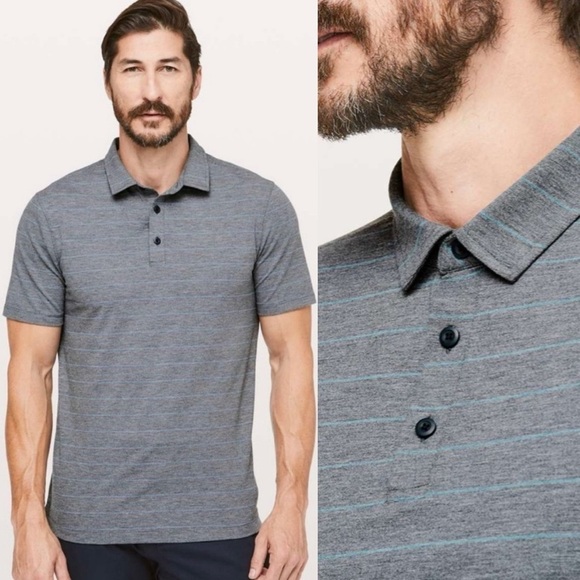 lululemon Evolution Polo Shirt Lookout Stripe Gray - Picture 1 of 14